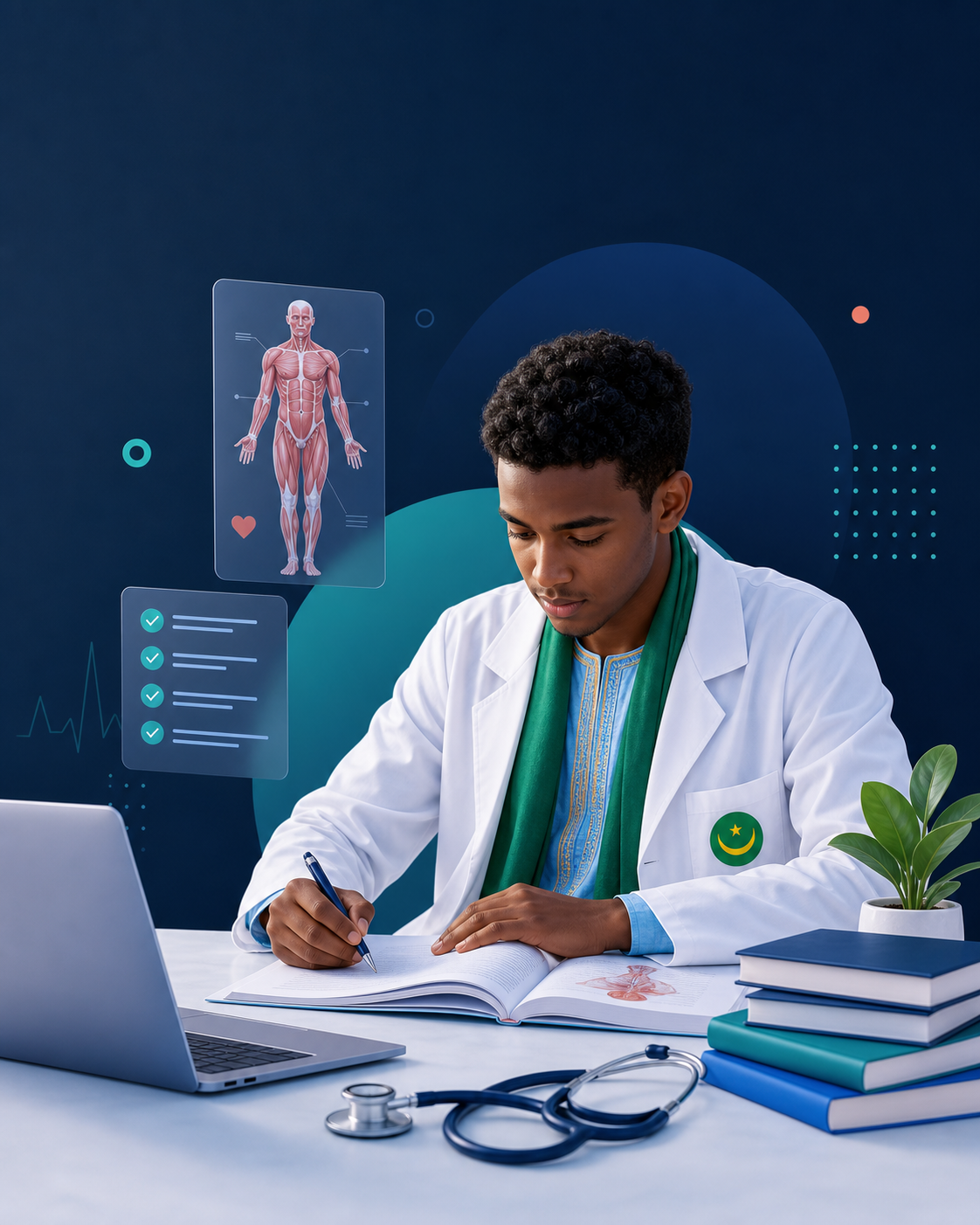 Étudiant en médecine préparant ses révisions avec MED-EXT